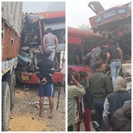 कानपुर19नवम्बर24*राठ से हमीरपुर जा रही राठ डिपो की रोडवेज बस और ट्रक का एक्सीडेंट हो गया। जिसमें ट्रक चालक...