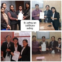 अलीगढ़19नवम्बर24*मां सरस्वती शिक्षा समिति द्वारा सम्मानित अधिवक्ताओं को संरक्षक मनोनीत कर, सम्मानित किया