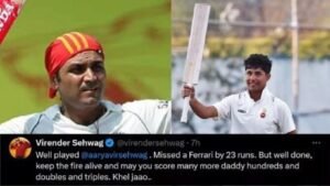 कूचबिहार22नवम्बर24*'23 रन से चूक गए Ferrari', आर्यवीर के 297 रन की पारी पर पिता वीरेंद्र सहवाग ने दिया मजेदार रिएक्‍शन;