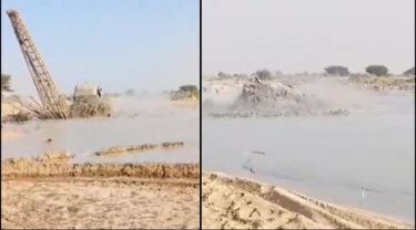 जैसलमेर30दिसम्बर24*राजस्थान के रेगिस्तान में फूटी जलधारा, नदी की तरह प्रवाह-आसपास के खेत तालाब बने: