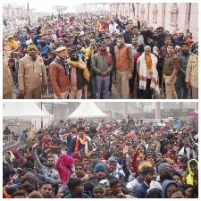 अयोध्या01जनवरी25*सुरक्षा कर्मियों ने अपनी सुदृढ़ सुरक्षा व्यवस्था के साथ श्रद्धालुओं को दर्शन करवाये।