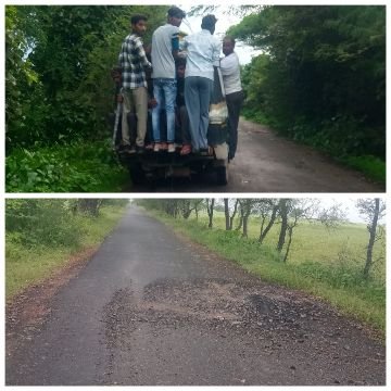 महोबा05जनवरी25*गड्ढा मुक्त सड़क के नाम पर होते हैं लाखों के घपले, दोनों तरफ लटकती झाड़ियां।