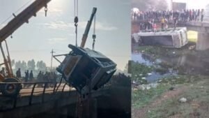 पंजाब18फरवरी25*ट्रक की टक्कर से बस नाले में गिरी छः यात्रियों की मौत*