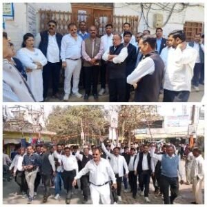 कानपुर नगर25फरवरी25*अधिवक्ता अधिनियम में संशोधन के विरोध में कलम बंद हड़ताल