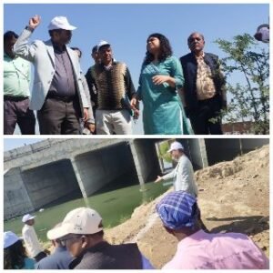 कानपुर नगर07मार्च25*सीडीओ नून नदी पर पहुंची दूषित पानी और गंदगी देख भड़की