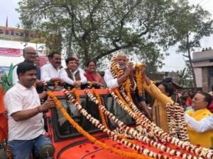 सीतामढ़ी16मार्च25*बिहार सरकार के कला संस्कृति एवं युवा विभाग के मंत्री पहली बार पहुंचे रीगा, भव्य स्वागत।