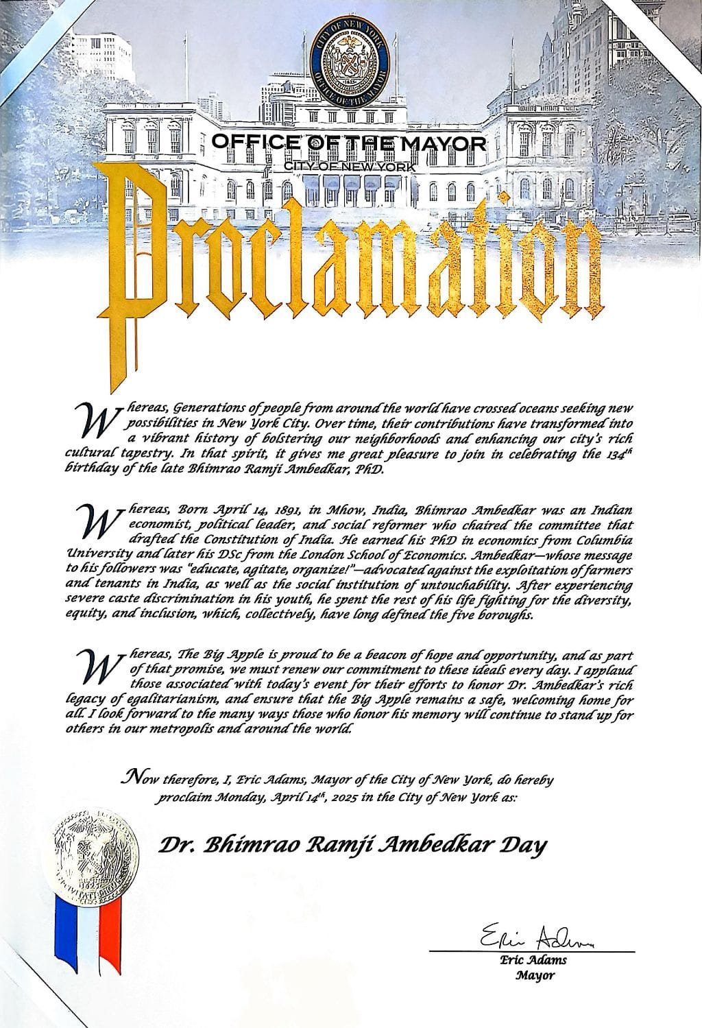 न्यूयॉर्क सिटी14अप्रैल25 के इतिहास में पहली बार