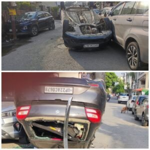 सहारनपुर18अप्रैल25 खड़ी कारों को किया क्षतिग्रस्त