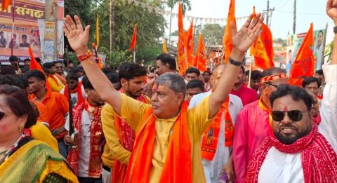 पूर्णिया बिहार 7 अप्रैल 25*‌ रामनवमी शोभा यात्रा में विधायक विजय खान का शामिलरहे ।