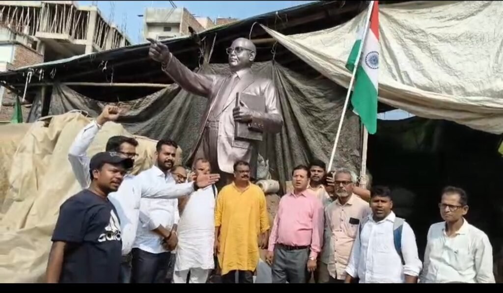 भागलपुर12अप्रैल25*"स्टेचू ऑफ़ इक्वलिटी" बाबा साहब  की साढ़े बारह फीट की प्रतिमा गुजरात से पहुंची भागलपुर,