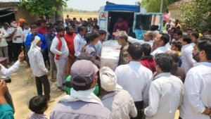 प्रतापगढ़.02मई25 इराक में मृत संदीप विश्वकर्मा का शव पहुंचा उसके घर।