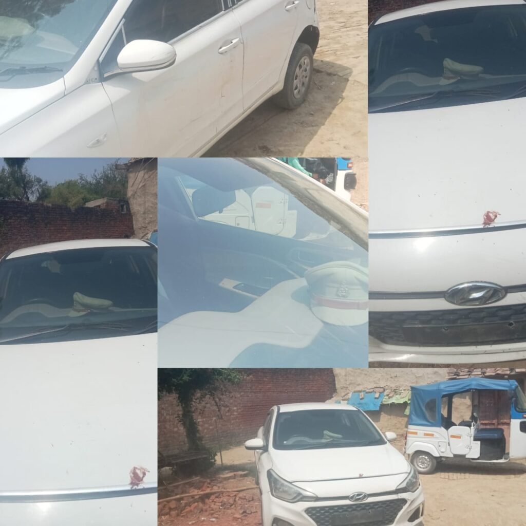 सुल्तानपुर25मई25*ग्रामसभा नरही में खून से लथपथ कार मिलने से सनसनी, दरोगा की टोपी और शराब की बोतलें भी मौजूद मिली