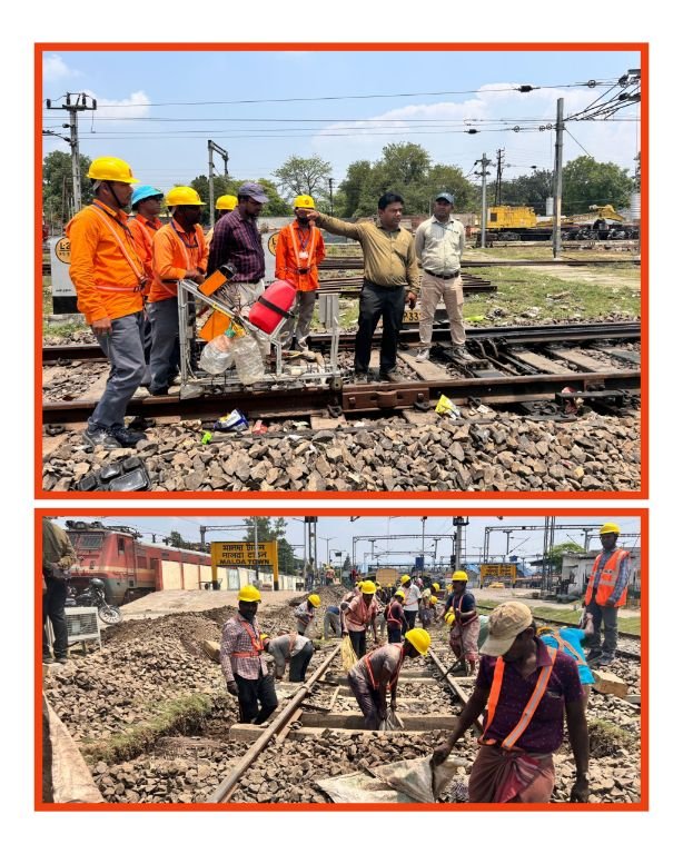 भागलपुर 01मई25* मालदा टाउन स्टेशन पर बढ़ी हुई सुरक्षा और ट्रैक सुधार के लिए उठाये सक्रिय कदम।