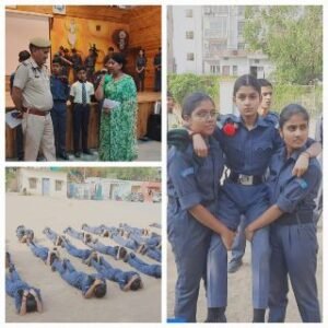 जयपुर08मई25*मॉक ड्रिल की पूर्व तैयारी हेतु एन सी सी विद्यार्थियों द्वारा दिया गया मार्गदर्शन