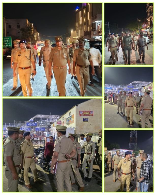 मथुरा 11 मई 25 आस-पास पुलिस बल के साथ पैदल गश्त