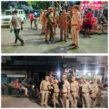 मथुरा 24 मई 25*क्षेत्राधिकार मथुरा ने अपने भारी भरकम पुलिस बल द्वारा सुरक्षा के मध्येनजर पैदल गश्त किया।