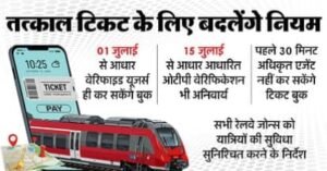 लखनऊ11जून25*रेलवे ने नियमों में किया बड़ा बदलाव,एक जुलाई से बिना आधार नहीं बुक होगा तत्काल टिकट,ओटीपी होगा अनिवार्य*
