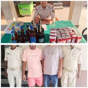 पूर्णिया बिहार पुलिस 10.650 लीटर विदेशी शराब एवं 33 लीटर देशी शराब के साथ पांच अभियुक्त गिरफ्तार।