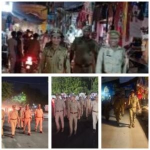 मथुरा 9 अप्रैल 25 *जनपद के अधिकारियों द्वारा अपने-अपने थाना क्षेत्र मे पैदल गश्त*