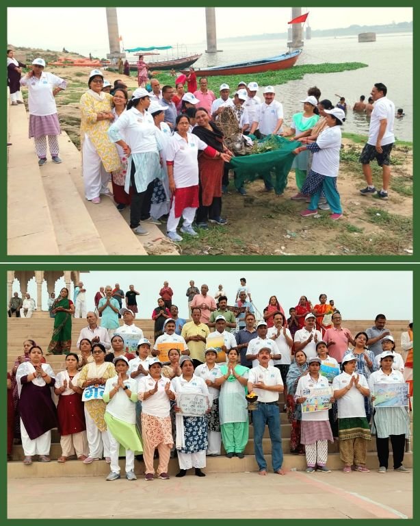 वाराणसी25जून25 सामने घाट पर स्वच्छता के लिए हाथ से जुड़े हाथ , जगी स्वच्छता की अलख "