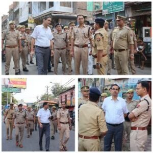 मथुरा 26 जून 25* मथुरा जिलाधिकारी एवं वरिष्ठ पुलिस अधीक्षक और पुलिस अधिकारियों द्वारा पैदल गश्त*