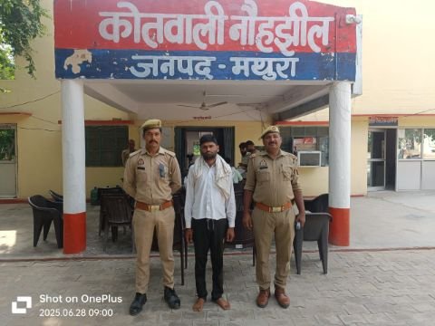 मथुरा 28 जून 25* बलात्कार कर विडियो वायरल करने वाले एक वांछित अभियुक्त को किया गिरफ्तार*