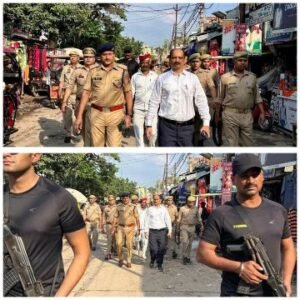 कन्नौज6जुलाई2025*मोहर्रम की दृष्टिगत डीएम व एसपी ने पुलिस बल के साथ पैदल गश्त किया।