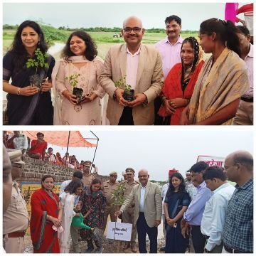 कानपुर नगर9जुलाई25*डीएम जितेन्द्र प्रताप सिंह व सीडीओ ने नून नदी किनारे पौधरोपण किया