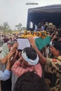 बाड़मेर9जुलाई25*शहीद डालूराम का पार्थिव देह पहुंची पैतृक गांव: