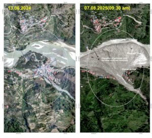 उत्तरकाशी के धराली गांव की सेटेलाइट तस्वीरें भयावह सच्चाई बयान कर रही हैं-