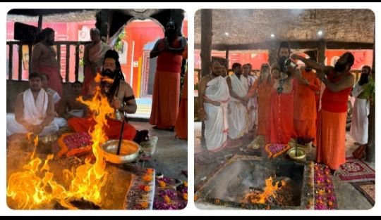 प्रयागराज11अगस्त25*श्रावण पूर्णिमा पर बाघंबरी गद्दी भारद्वाजपुरम में भव्य हवन-यज्ञ