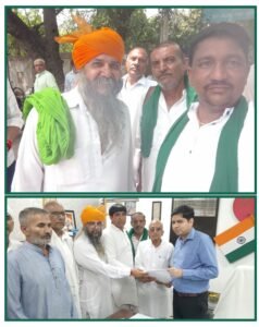 दिल्ली13अगस्त25* सयोक्त किसान मोर्चा के अवाहन पर घटक संगठन भारतीय किसान यूनियन (टिकैत) भारतीय किसान यूनियन( नैन)ज्ञापन सोफा