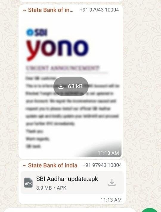 प्रयागराज22अगस्त25*प्रयागराज में बड़ा साइबर अटैक, मीडिया ग्रुप्स को हैक कर एसबीआई बैंक के नाम से भेजे जा रहे फर्जी लिंक प्रयागराज22अगस्त25*प्रयागराज में बड़ा साइबर अटैक, मीडिया ग्रुप्स को हैक कर एसबीआई बैंक के नाम से भेजे जा रहे फर्जी लिंक