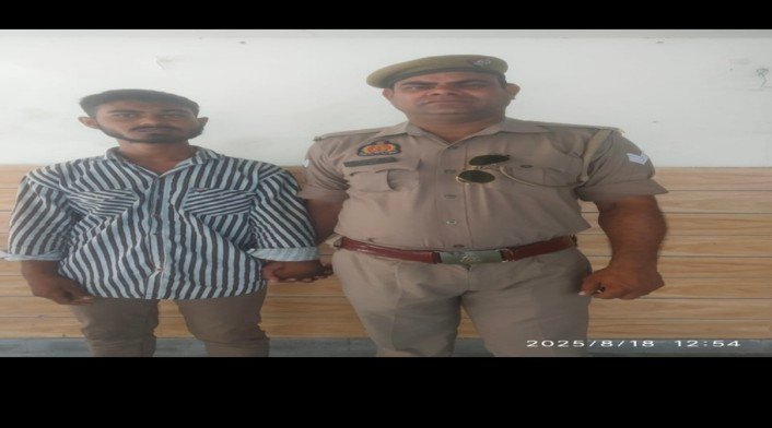 मथुरा18.08.2025* एक शातिर मोटर साइकिल चोर को चोरी की मो0सा0 सहित किया गिरफ्तार