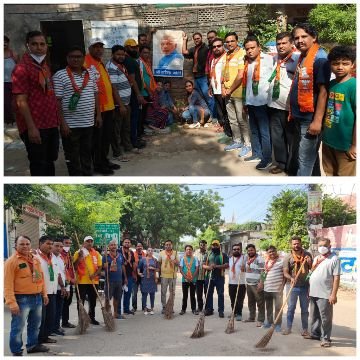 जयपुर21सितम्बर25*पीएम के आह्वान पर सेवा पखवाड़े के तहत वार्ड में सफाई अभियान की शुरुआत की गई।