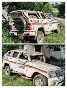 रोहतास21सितम्बर25*तेज रफ्तार ट्रक ने पुलिस गश्ती वाहन को मारी टक्कर, बाल-बाल बचे महिला एसआई और जवान"