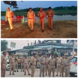 सुल्तानपुर24सितम्बर25*नवरात्रि व दुर्गा पूजा को लेकर एसपी का फ्लैग मार्च*बल्दीराय के इसौली घाट पर सुरक्षा व्यवस्था की जांच*