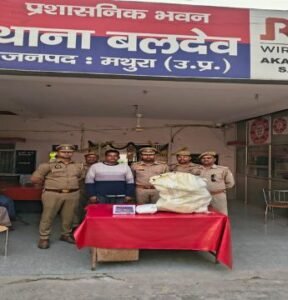 मथुरा 26 अक्टूबर 25*थाना बल्देव पुलिस द्वारा एक अभियुक्त को किया गिरफ्तार, कब्जे से 17 किलो 872 ग्राम अवैध गांजा बरामद ।* मथुरा 26 अक्टूबर 25*थाना बल्देव पुलिस द्वारा एक अभियुक्त को किया गिरफ्तार, कब्जे से 17 किलो 872 ग्राम अवैध गांजा बरामद ।*