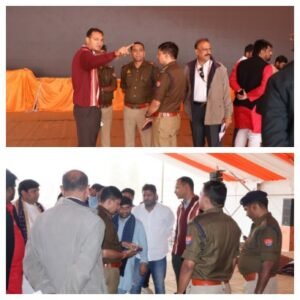 मथुरा 15 नवंबर 25 * चार धाम मंदिर के पास सनातन एकता यात्रा को लेकर सुरक्षा व्यवस्था का निरीक्षण किया गया *