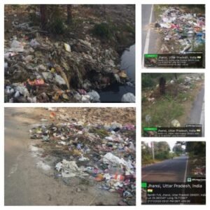 झाँसी 29/11/25*बरुआसागर नगर पालिका द्वारा सड़कों पर डाले जा रहे कूड़े और मृत पशुओं से फैल रहे प्रदूषण, दुर्गंध, राहगीरों और पर्यटकों का निकलना मुश्किल 