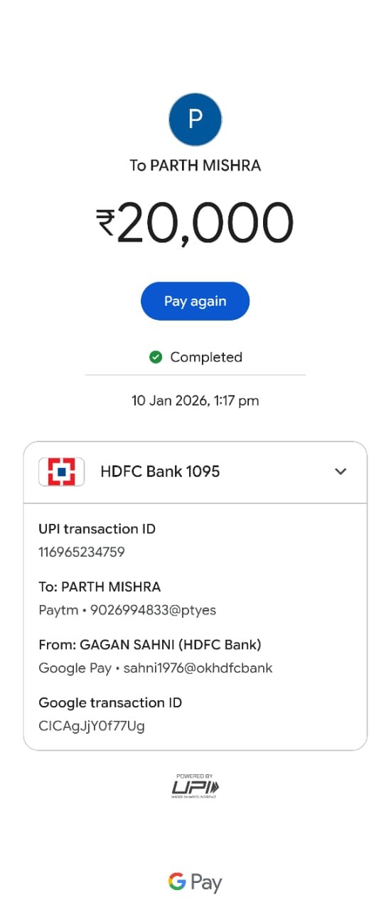 लखीमपुर 10 जनवरी 26 * पलिया विधायक रोमी साहनी ने पार्थ की मदद. .