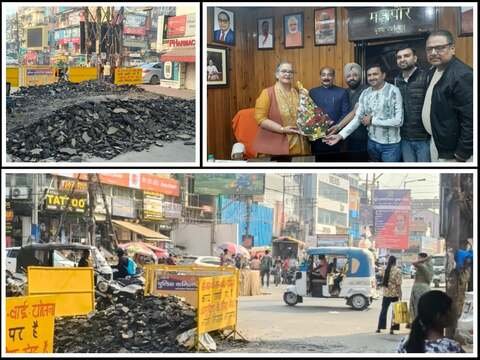लखनऊ १९ फरवरी २६ *  जगह जगह खुदाई से त्रस्त व्यापारी संजय गुप्ता के नेतृत्व में महापौर जी से मिले
