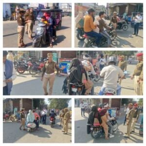 शामली 4 मार्च 26*होली के त्यौहार को मध्य नजर रखते हुए यातायात प्रभारी निधि चौधरी ने अपने दल बल के साथ क्षेत्र में चेकिंग अभियान चलाया 