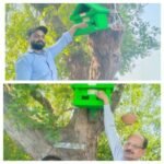 बांदा मार्च13मार्च 26*पक्षी बचाओ अभियान के तहत पेड़ पर बांधा गया घोंसला और पानी का बर्तन*