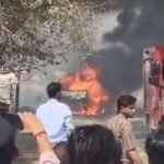 सहारनपुर28अप्रैल26*भीषण गर्मी-* सहारनपुर में चलती कार में अचानक लगी भीषण आग