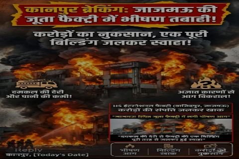 कानपूर नगर २२ अप्रैल २६ * जाजमऊ स्थित जूता फैक्ट्री में लगी भीषण