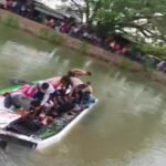 कानपुर बिधनू7मई26*रामगंगा नहर की रेलिंग तोड़ बस घुसी, मचा हड़कंप