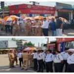 बांदा 9मई 26*ड्यूटीरत यातायात पुलिस कर्मियों को धूप से बचने के लिए वितरित की गई छतरी एवं साफी ।*