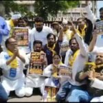 लखनऊ3मई26*शक्ति भवन के सामने आम आदमी पार्टी कार्यकर्ताओं का जोरदार प्रदर्शन
