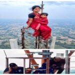 गोण्डा3जून26* गोंडा में बच्चे को बांधकर 80 फ़ीट ऊँचे टॉवर पर चढी रेप पीड़िता:-